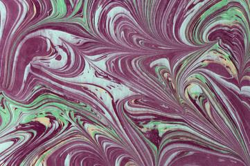 Ink marble texture. Ebru handmade wave background. Kraft paper surface. Unique art illustration. Liquid marbling texture.