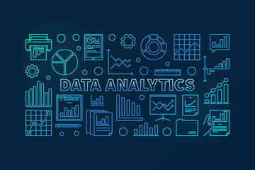 Data analytics concept vector blue illustration