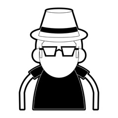 Cute grandfather cartoon walking stick icon vector illustration graphic design