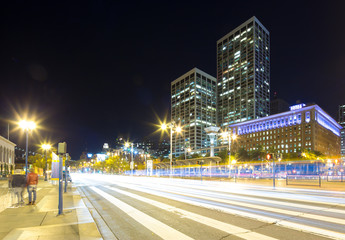 Fototapeta premium night scene of road in modern city
