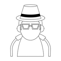 Cute grandfather cartoon walking stick icon vector illustration graphic design