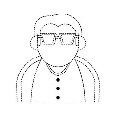 Cute grandfather cartoon walking stick icon vector illustration graphic design