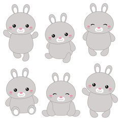 Set of cute rabbits