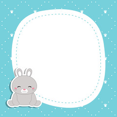 Greeting card with cute rabbit .
