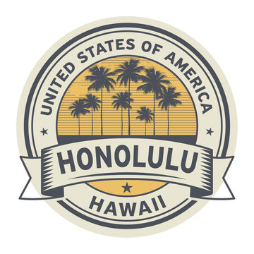 Stamp or label with name of Hawaii, Honolulu