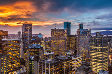 Sunset in downtown