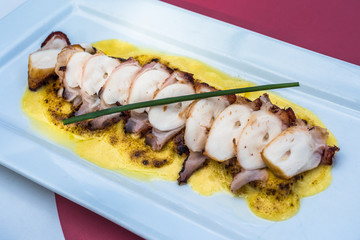 A plate of grilled octopus