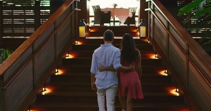 Couple enjoying vacation at beautiful hotel resort