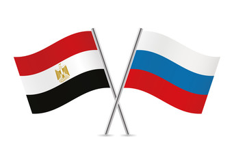 Egypt and Russia flags. Vector illustration.