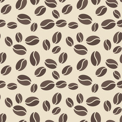 Seamless pattern with brown coffee beans