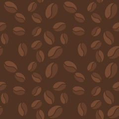 Vector brown seamless pattern with coffee beans icons