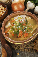 Pea soup on the table