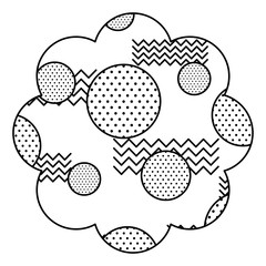 badge flower shape with memphis pattern design vector illustration