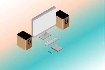 computer and tool , Modern flat design graphic elements for web banners , work