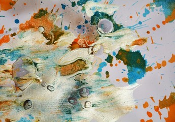 Abstract waxy watercolor paint background in sparkling hues, colorful texture and design