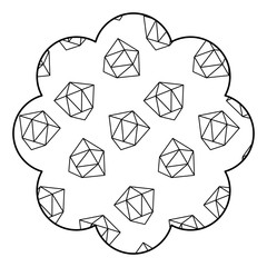 badge flower shape with memphis pattern design vector illustration