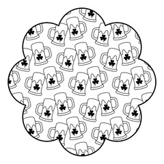 badge flower shape st patrick day beer glass clover vector illustration