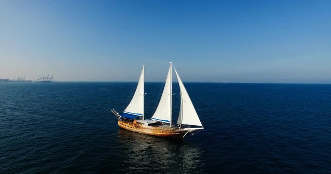 Aerial view of the Palinuro sailing ship at sea