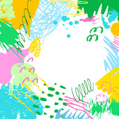 Fototapeta na wymiar Colorful artistic creative card. Hand drawn modern background with place for your text. Trendy abstract header.