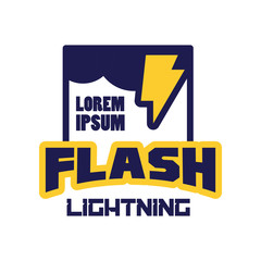 Flash lightning logo, badge with lightning symbol, design element for company identity vector Illustration