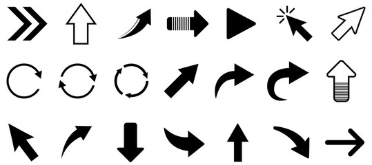 Black arrow vector icon pack