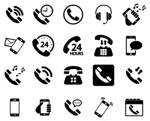 Black phone vector icons pack
