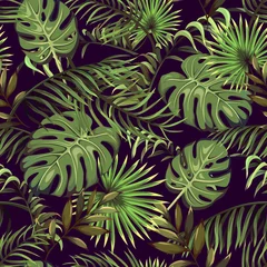 Plaid avec motif Feuilles tropicales modèle sans couture avec des feuilles tropicales