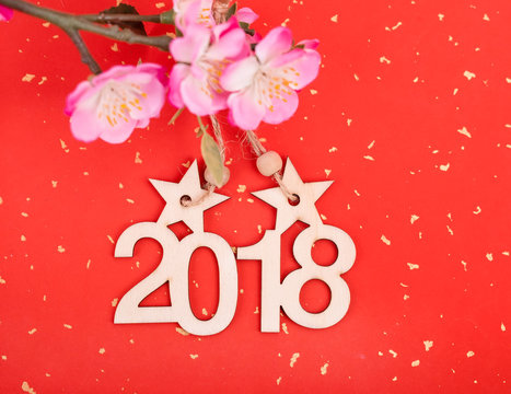 2018 word on red background