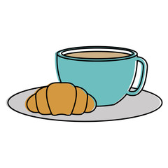 coffee cup hot with bread vector illustration design