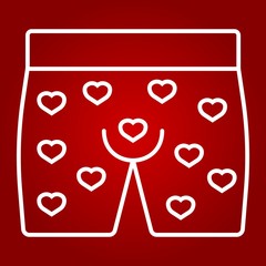 Men underwear with hearts line icon