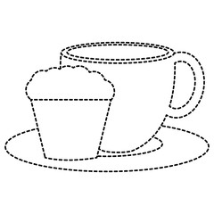 coffee cup hot with cake vector illustration design