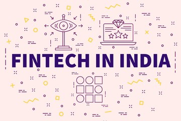 Fototapeta na wymiar Conceptual business illustration with the words fintech in india