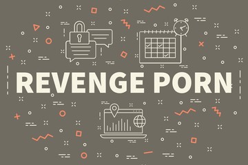 Conceptual business illustration with the words revenge porn