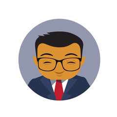 Asian Business Man Profile Icon, Chinese Or Japanese Businessman Avatar Isolated Flat Vector Illustration