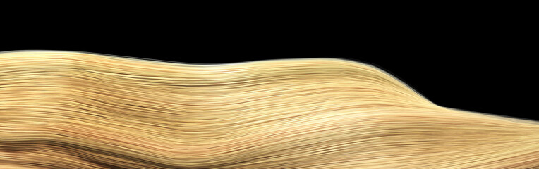 Blond Hair isolated over black background Shiny Healthy colored hair lock closeup 3d render