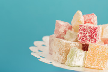 Turkish delight close up background