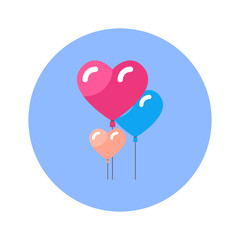 Heart Shaped Air Balloons Icon On Blue