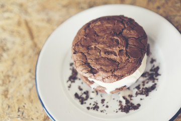 chocolate cake with cream