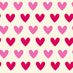 Retro Seamless Pattern Pink And Red Hearts On White Background Cute Ornament Vector Illustration