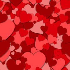 Seamless Pattern Red Paper Hearts Valentines Day Background Vector Illustration