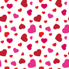 Red And Pink Hearts Seamless Pattern Cute Valentines Day Holiday Design Of Background Vector Illustration