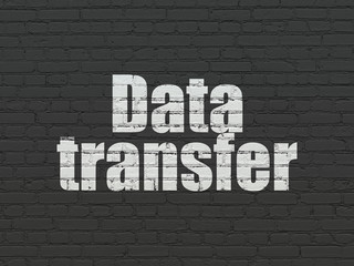 Fototapeta na wymiar Data concept: Painted white text Data Transfer on Black Brick wall background