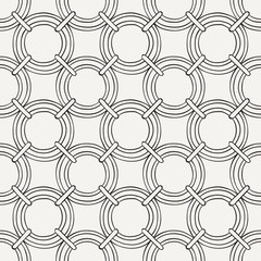 Seamless pattern with boho chain circle ornament. Vector doodle simple illustration