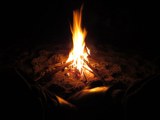 around the campfire on a fishing trip in boots