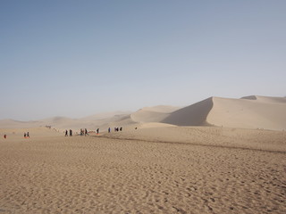 Fototapeta na wymiar A Part of Silk Road in Dunhuang Desert. Travel in Dunhuang, Gansu, China. in 2013, October 14th