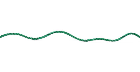 Green rope, cord isolated on white background