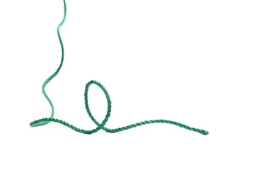 Green rope, cord isolated on white background