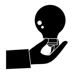 hand with bulb light isolated icon vector illustration design