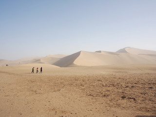 Fototapeta na wymiar A Part of Silk Road in Dunhuang Desert. Travel in Dunhuang, Gansu, China. in 2013, October 14th