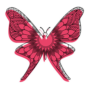hand drawn for adult coloring pages with butterfly zentangle vector illustration